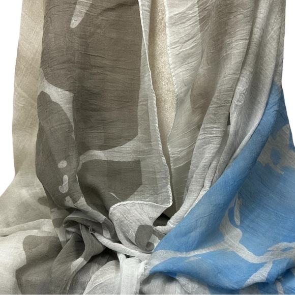 Huge Oversized Summer Scarf Beach Wrap Coverup, Blue, Gray, White - Picture 7 of 8